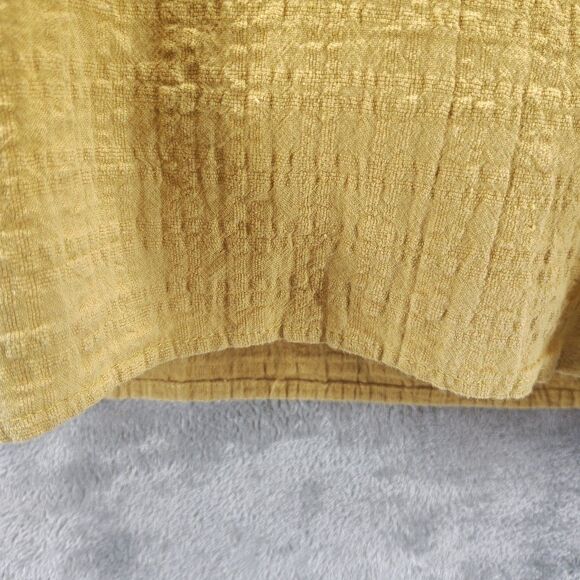 Easel Womens M Mustard Yellow Crinkle Cotton Batwing Eyelet Fabric Sleeve Blouse - Picture 10 of 12